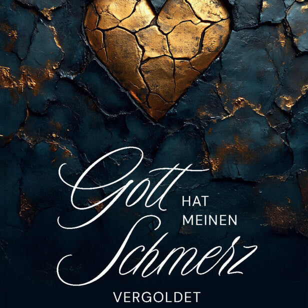 Buchcover von "Gott hat meinen Schmerz vergoldet" von Melanie Oetting, mit künstlerischem Design und Titeltext sichtbar