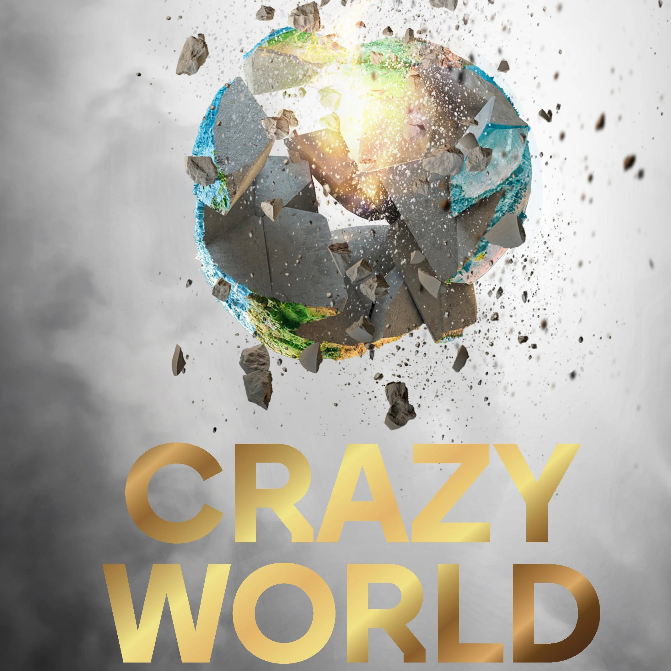 Buch "Crazy World" von Markus Spieker, offenes Cover mit bunten Illustrationen und Titel auf weißem Hintergrund.